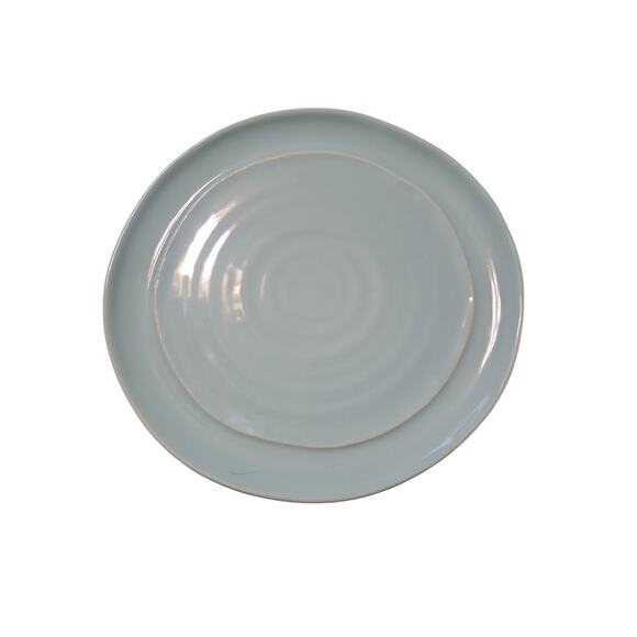 (Sold)Ceramisia Italy 2 Dinner Plates 10 3/4” Light Mint Teal Aqua Blue Embossed - Picture 2 of 4